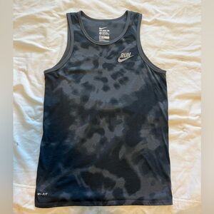 Nike Men's Black and Dark Gray Dri-FIT Run Tank Top